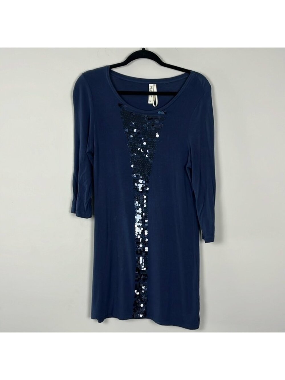 Navy Sequin Long Shirt Top